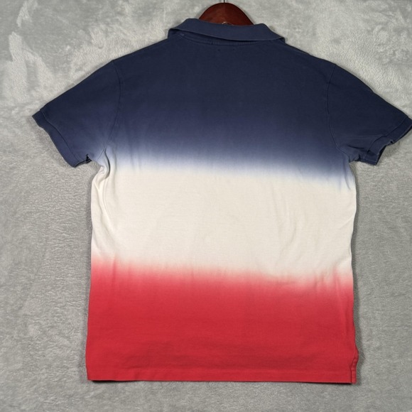Polo Ralph Lauren Polo Shirt Mens Large Red White Blue Ombre Custom Slim Fit - Picture 7 of 8